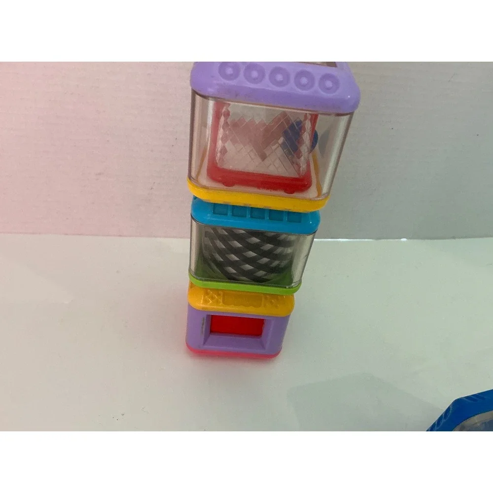 Fisher-Price Vintage Peek-a-Blocks Activity Sensory Building Blocks Set of 9
